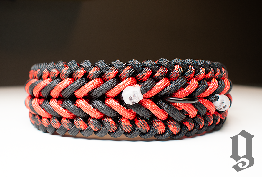 GODDOG újdonság - fekete-piros paracord nyakörv